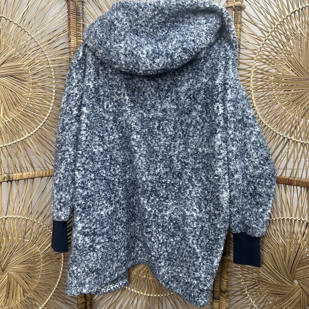G.I.L.I. The Lounger Petite Oversized Sherpa Hoodie Navy Heather XS Small - Picture 5 of 6